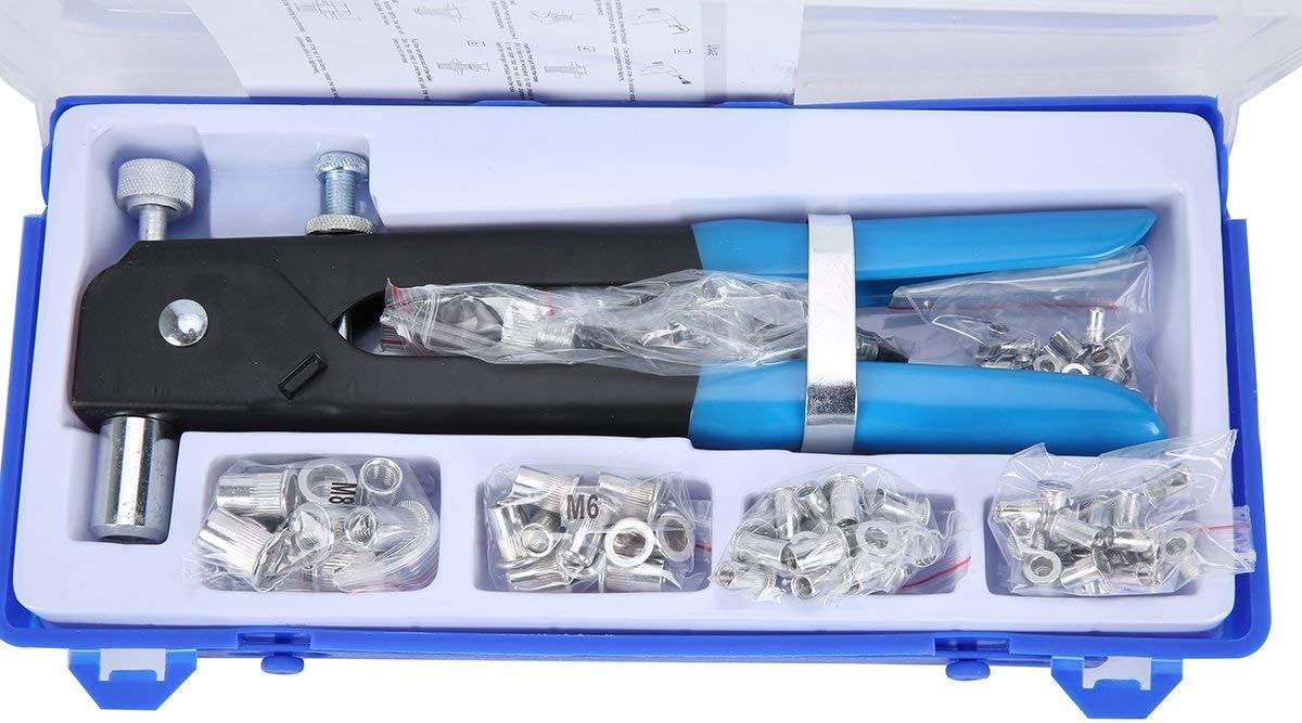 FreeTec Threaded Rivet Nut Setter Insert Tool Kit 86pcs Hand Riveter Rivnut Nutsert Riveting Set M3/M4/M5/M6/M8
