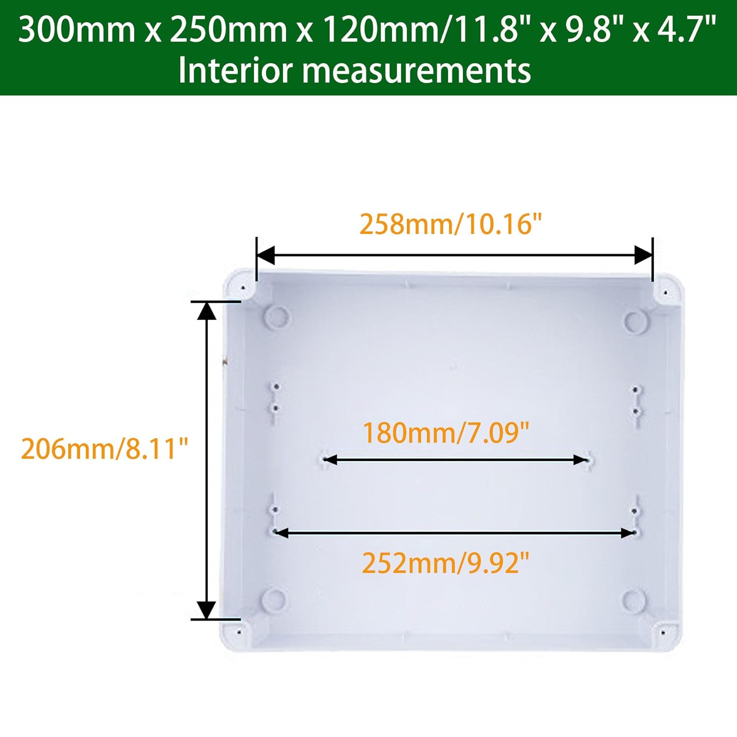IP65 ABS Waterproof Junction Box - 300x250x120mm Dustproof Outdoor Project Box Cable Connection, White Protective Enclosure, 1 Pcs