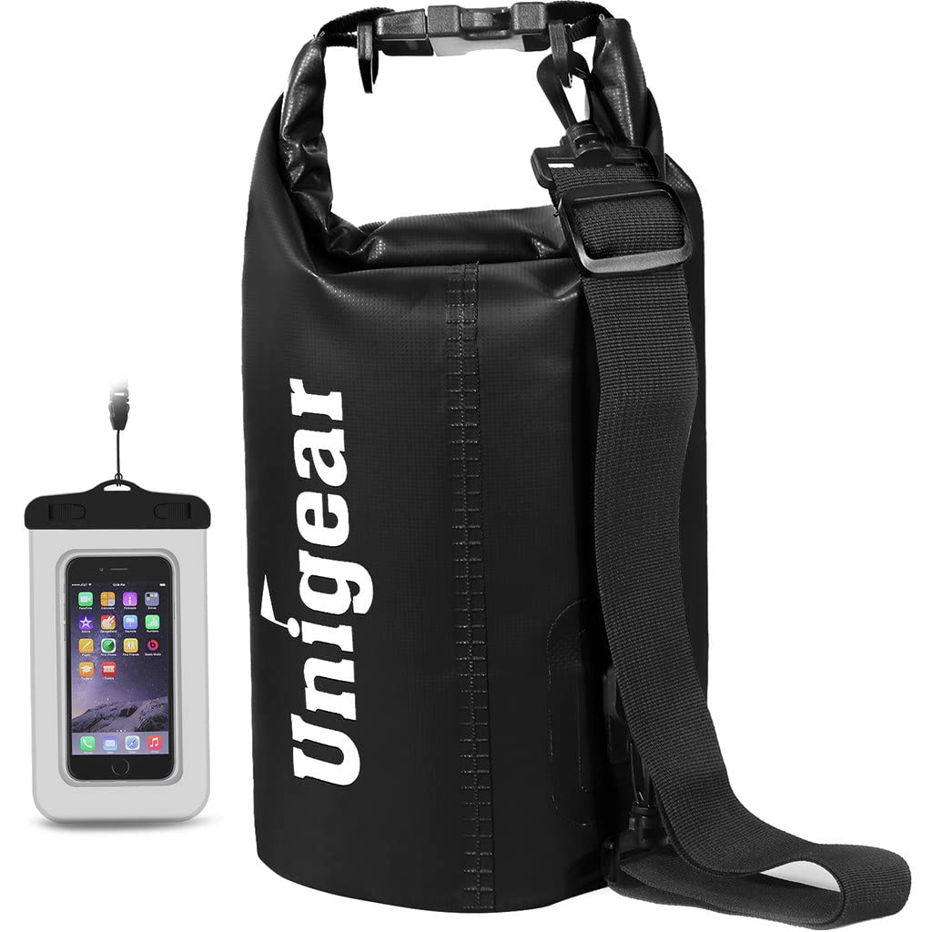 Unigear Borse Impermeabili/Borse Impermeabili/Dry Bag (2L/5L/10L/20L/30L/40L) per attività all'aria aperta e sport acquatici campeggio nautico kayak pesca con sacchetto impermeabile del telefono