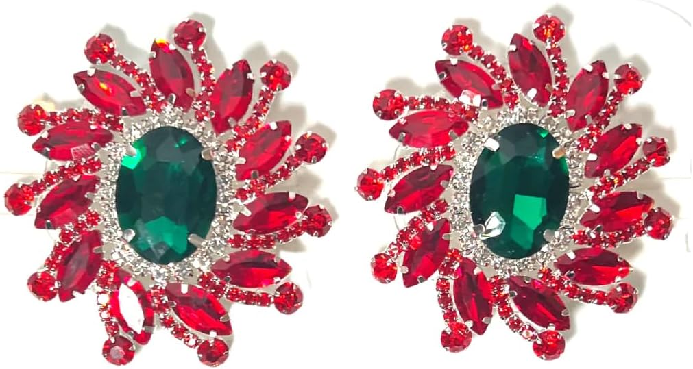 appeeling MISTLETOE - Ruby Emerald & Rhinestone Nipple Pasties, Covers (2pcs) for Festivals, Carnival Raves Burlesque Lingerie