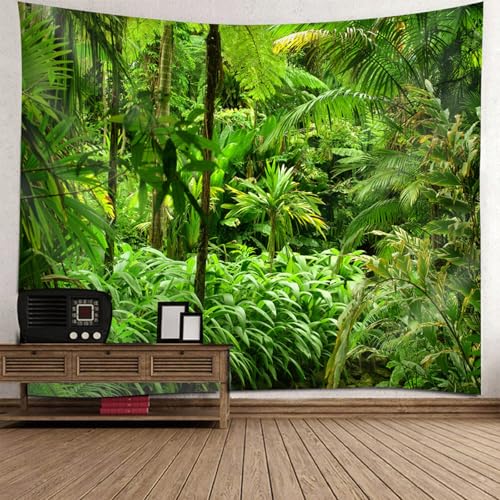 Tenture murale nature 140x210CM en textile haut de gamme au motif de plantes tropicales