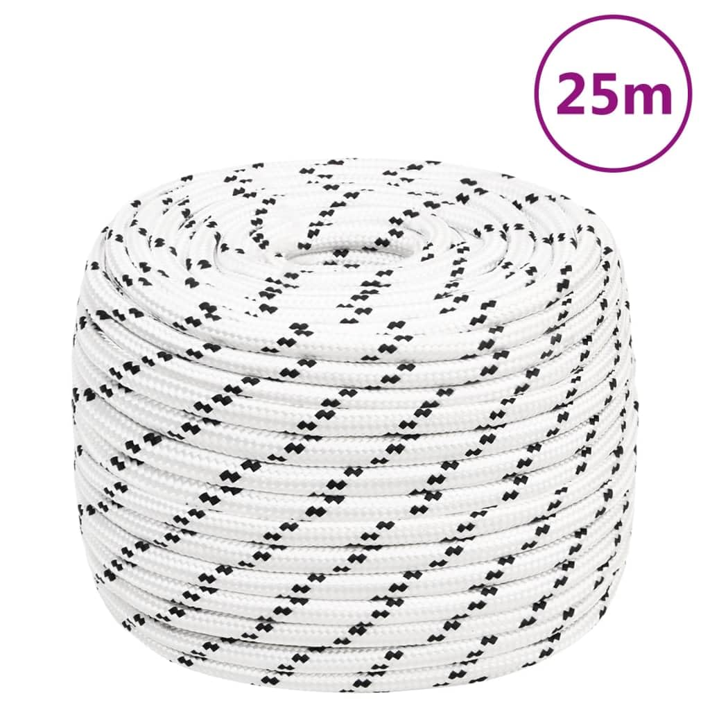 vidaXL Corde de Bateau Corde de Levage Câble d'Amarrage Ancrage Navire Lignes de Gréement Corde à Linge Tressé Blanc 12 mmx25 m Polyester
