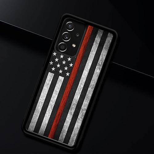 Miniatura 7 de CARLOCA Funda compatible con Samsung Galaxy A53 5G, diseño gráfico de identidad de bandera estadounidense negra y roja, a prueba de golpes,