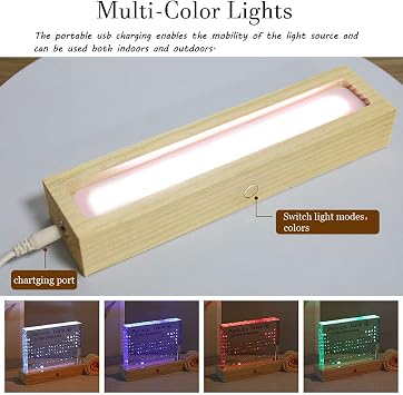Periodic Table Real Elements, with LED Light Holder, Periodic Table Gifts, Periodic Table with Real Elements Samples, for Student, Teacher, Gift, Craft, Decoration