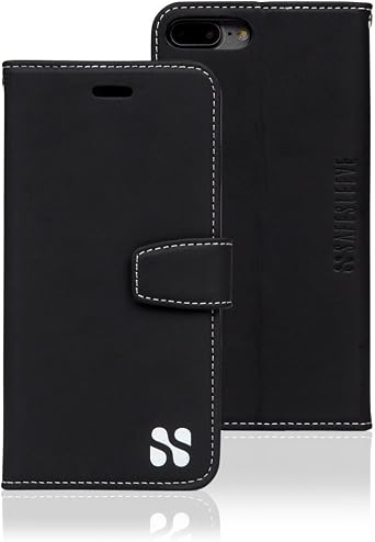 SafeSleeve EMF Protection Anti Radiation iPhone Case iPhone 8 Plus, iPhone 7 Plus and iPhone 6 Plus RFID EMF Blocking Wallet Cell Phone Case Black