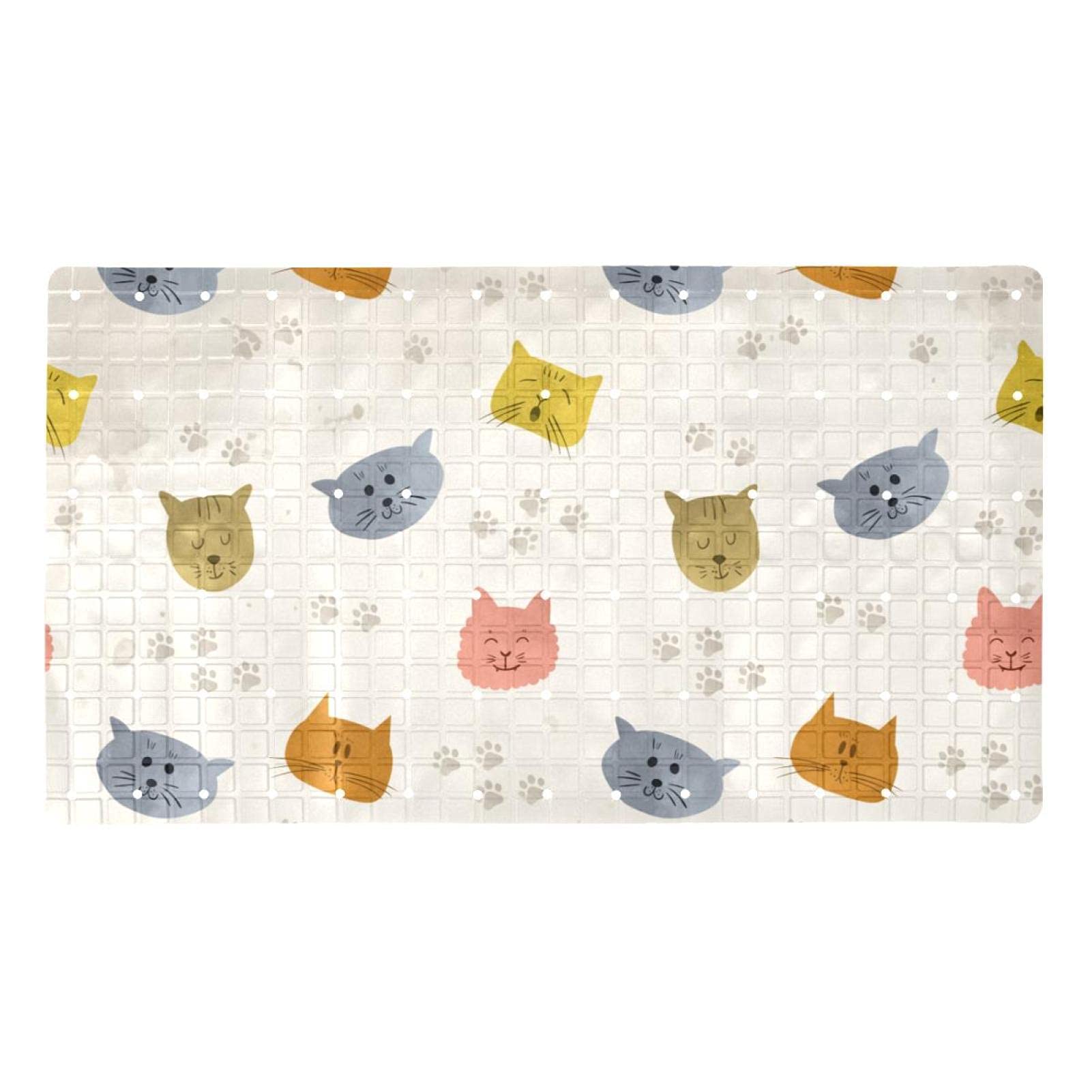 Tapis antidérapant baignoire chats 40x70 cm avec ventouses et drainage