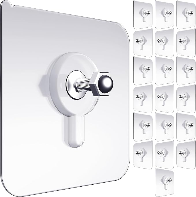 UCRAVO 15Pcs Heavy Duty Self Adhesive Hooks Transparent Waterproof and Oilproof Wall Hooks for Kitchen Bathroom Shower Door Outdoor (Screw Hook)