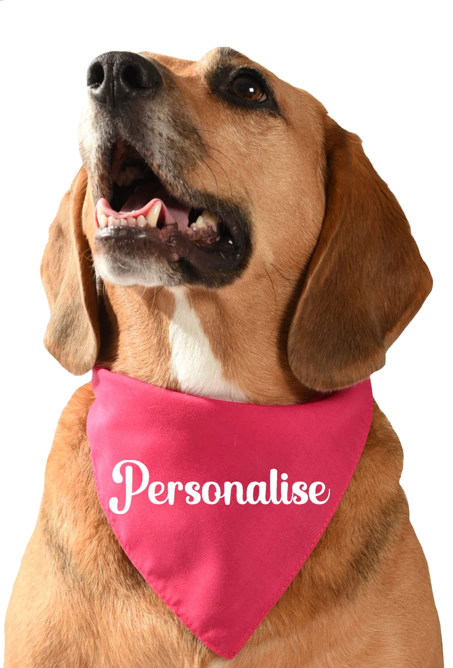 PERSONALISED DOG BANDANA/SCARF/NECKERCHIEF - font"Chocolate" cute customised gift for dog or puppy SIZE JUMBO CERISE PINK