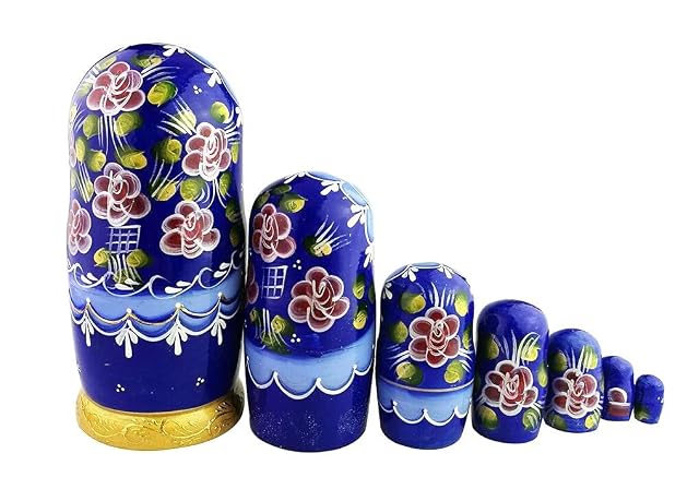 Foto 4 de 8 de Winterworm Conjunto de 7 piezas de cuento de hadas azul dorado esmaltado muñeca de madera apilable juguete…
