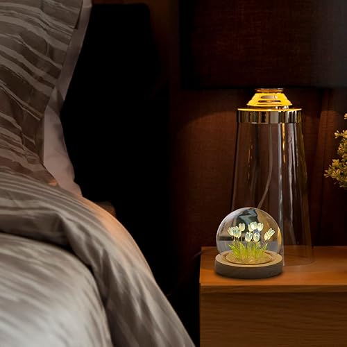 Miniatura 3 de Luz nocturna de tulipán, bonita lámpara de tulipán decorativa hecha a mano, lámpara de simulación de flores para niñas, amigos, aniversario,