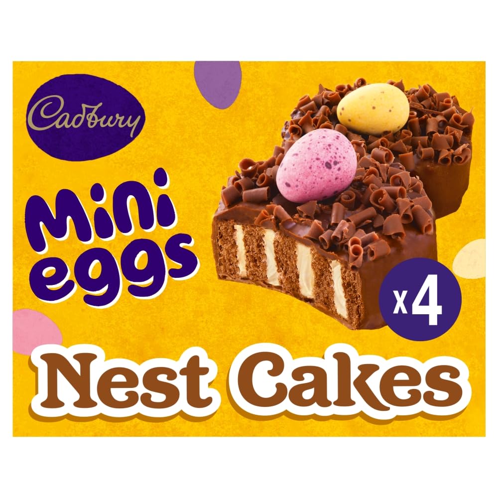 Cadbury Mini Eggs Milk Chocolate Easter Nest Cakes, 4 Individually Wrapped Cakes (Pack of 1)
