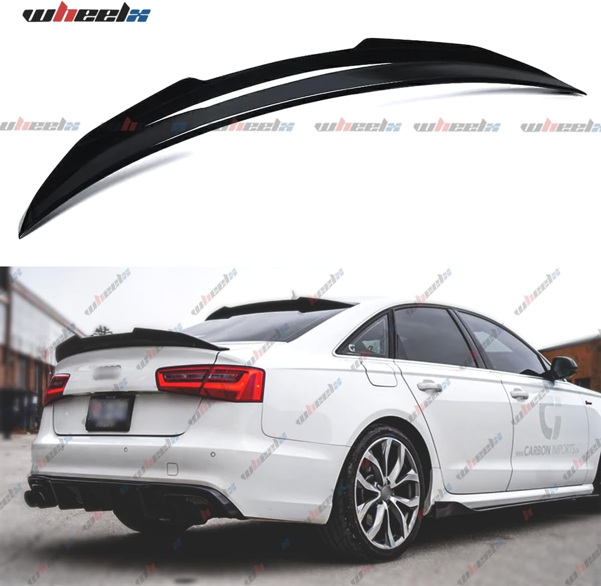Rear Spoiler Compatible with 2012-2018 Audi A6 S6 C7, PSM Style PSM Style Duckbill Fits for 12-18 4-Door Sedan, Trunk Exterior High Kick Tail Deck Lid Wing Lip (Glossy Black)
