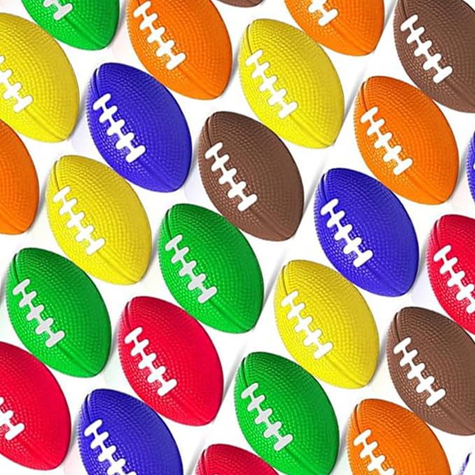 48 Pièces Mini Ballon de Football américain en Mousse 5.5cm Balles Anti-Stress Rugby 6 Couleurs