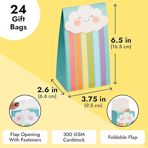 Miniatura 3 de BLUE PANDA Bolsas de recuerdo de fiesta, paquete de 24, turquesa, 6.5 x 4 x 3 pulgadas, bolsas de regalo arcoíris para recuerdos de fiesta de