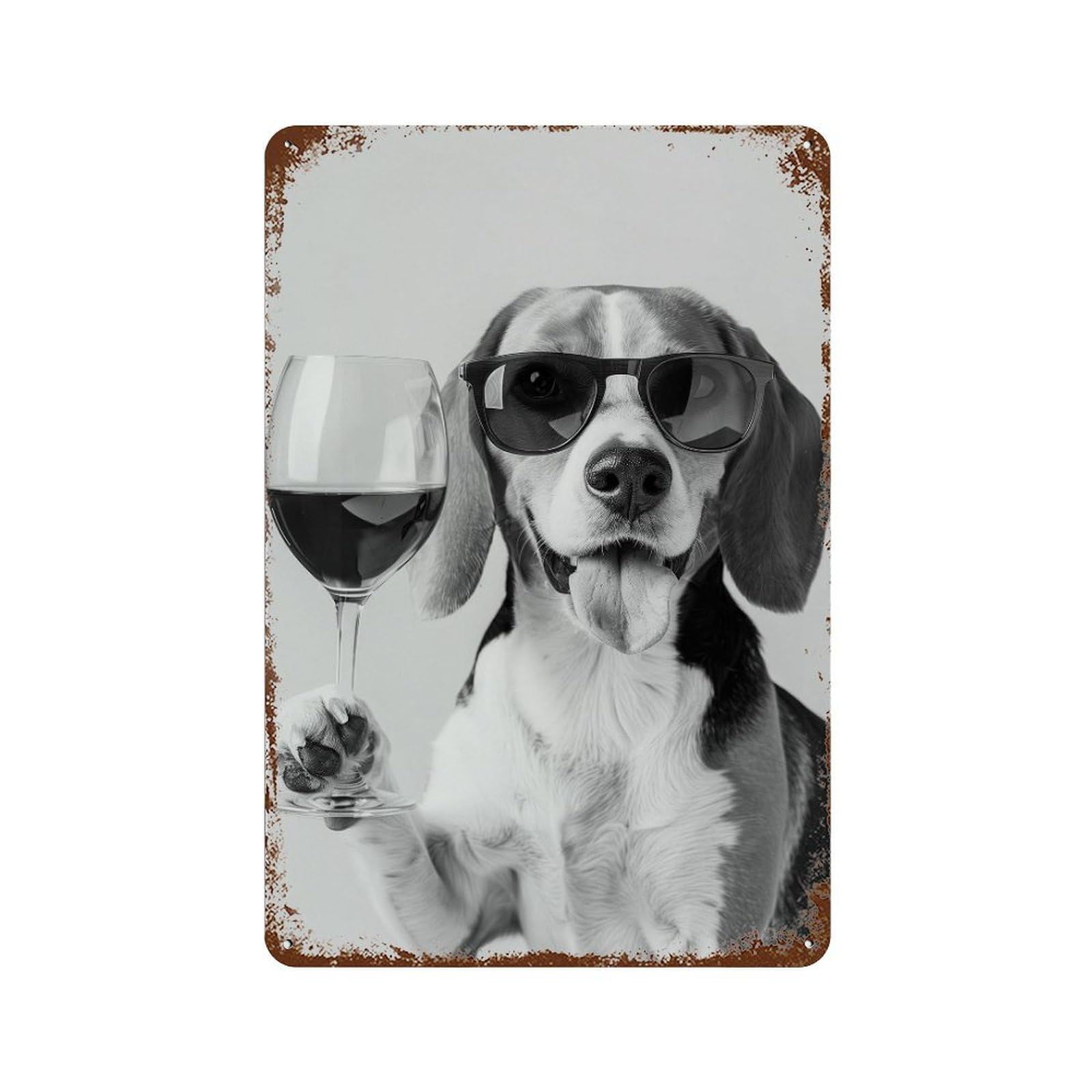 xiaoxiaoshen Beagle And Wine Print Wall Decor Art Metal Tin Poster Modern Home Decor Art Home Bar Shop Decorations Vintage Sign 30x20cm