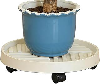車輪付き植物スタンド - 耐重式ポットベース | ロック可能キャスターホイール付き植物スタンド | 移動運搬用 家庭 庭園 バルコニー パティオ 室内 屋外 プランター向け