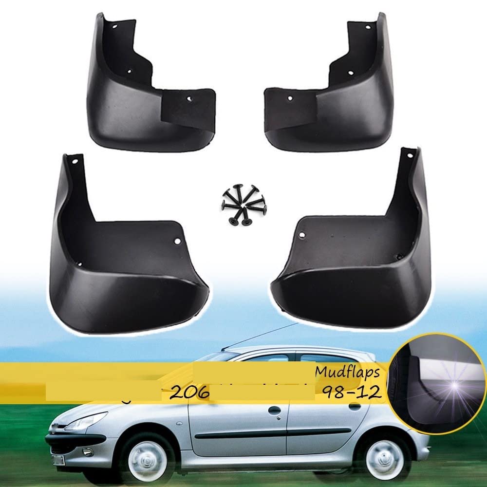 Parafanghi Auto Paraspruzzi Set Paraspruzzi Auto Per Peugeot 206 Per Hatchback 1998-2012 2003-2009 2004 2005 2006 2007 2008 Paraspruzzi Paraspruzzi Parafango Parafango