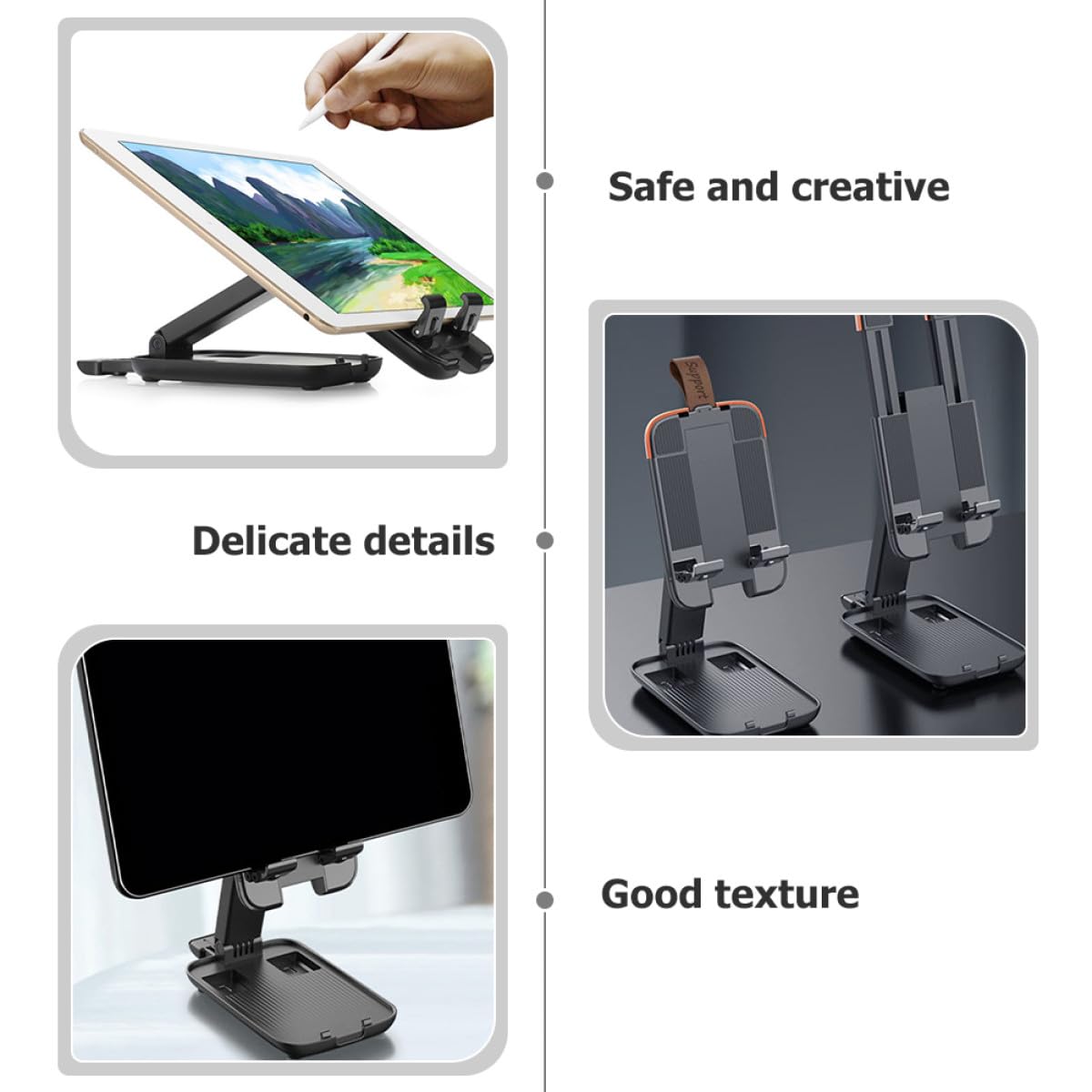 ULTECHNOVO Supporto da Scrivania per Cellulare Pieghevole e Regolabile Supporto Stabile per Telefono e Tablet per Casa e Ufficio