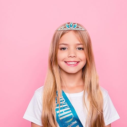 Miniatura 10 de COCIDE Fajas y tiaras de princesa de cumpleaños para niñas, coronas rosadas y tiaras para mujeres, kit de accesorios de fiesta de cumpleaños, juego