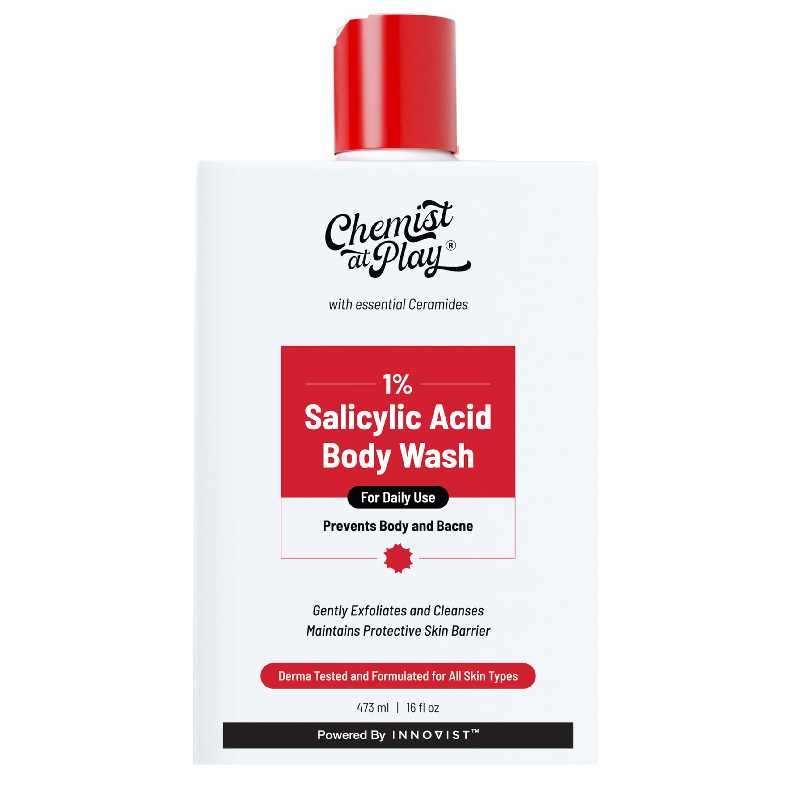 Chemist at Play 1% Salicylic Acid Body Wash 473ml, Acne Body Wash 236ml