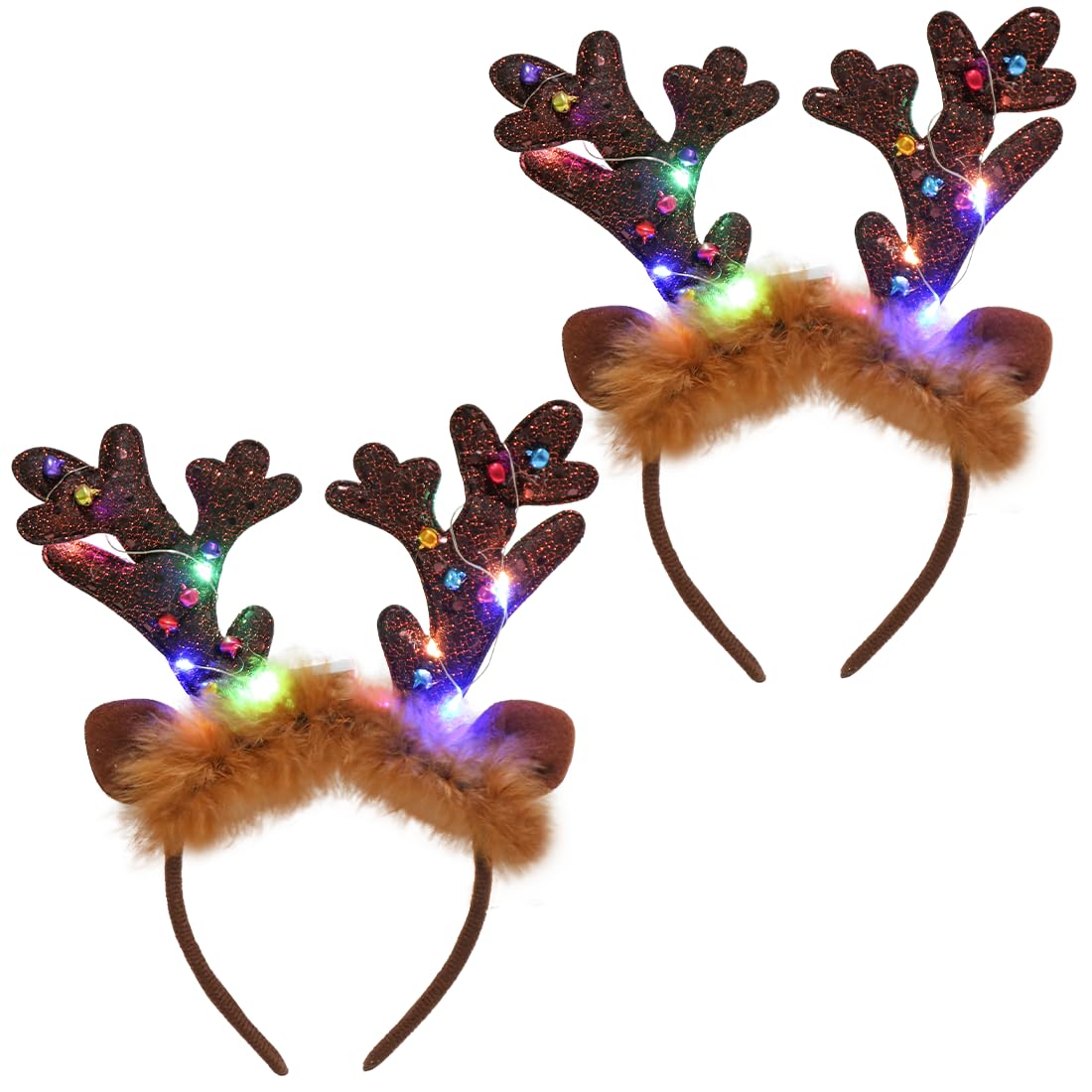 20 Stück Weihnachts-Stirnbänder – Elastisch, Mit Weihnachtsmotiven, Für Frauen & Fest-Partys