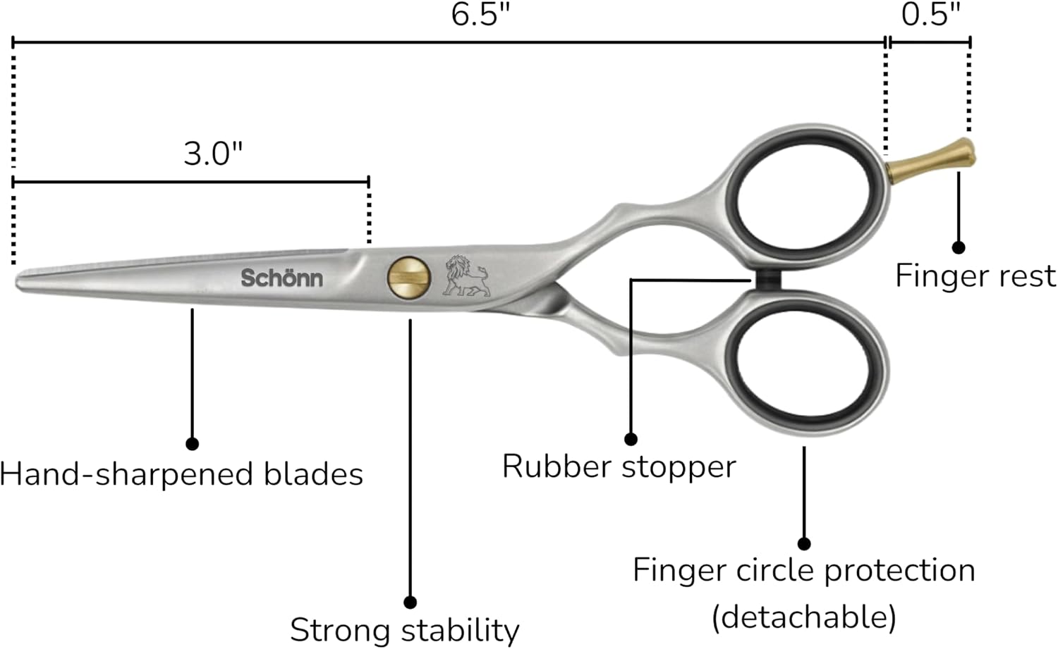 Hair Cutting Scissors, Schönn 6.5 Inches Hair Scissor, Professional Right-Handed Barber Shears - German Stainless Steel, Hand Sharpened Premium Scissors