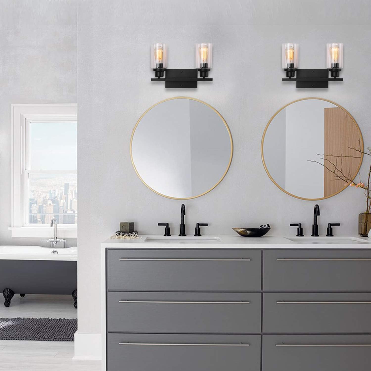 Best Quality π₯ 2-Light Vanity Lights Bathroom Light Fixtures Wall Sconce Lighting Matte Black Modern Farmhouse Rustic Industrial Light Fixture for Bedroom, Vanity Mirror, Dressing Table E26 Base Metal Wall Lamp Super Deal Product 2-Light Vanity Lights Bathroom Light Fixtures Wall Sconce Lighting Matte Black Modern Farmhouse Rustic Industrial Light Fixture for Bedroom, Vanity Mirror, Dressing Table E26 Base Metal Wall Lamp