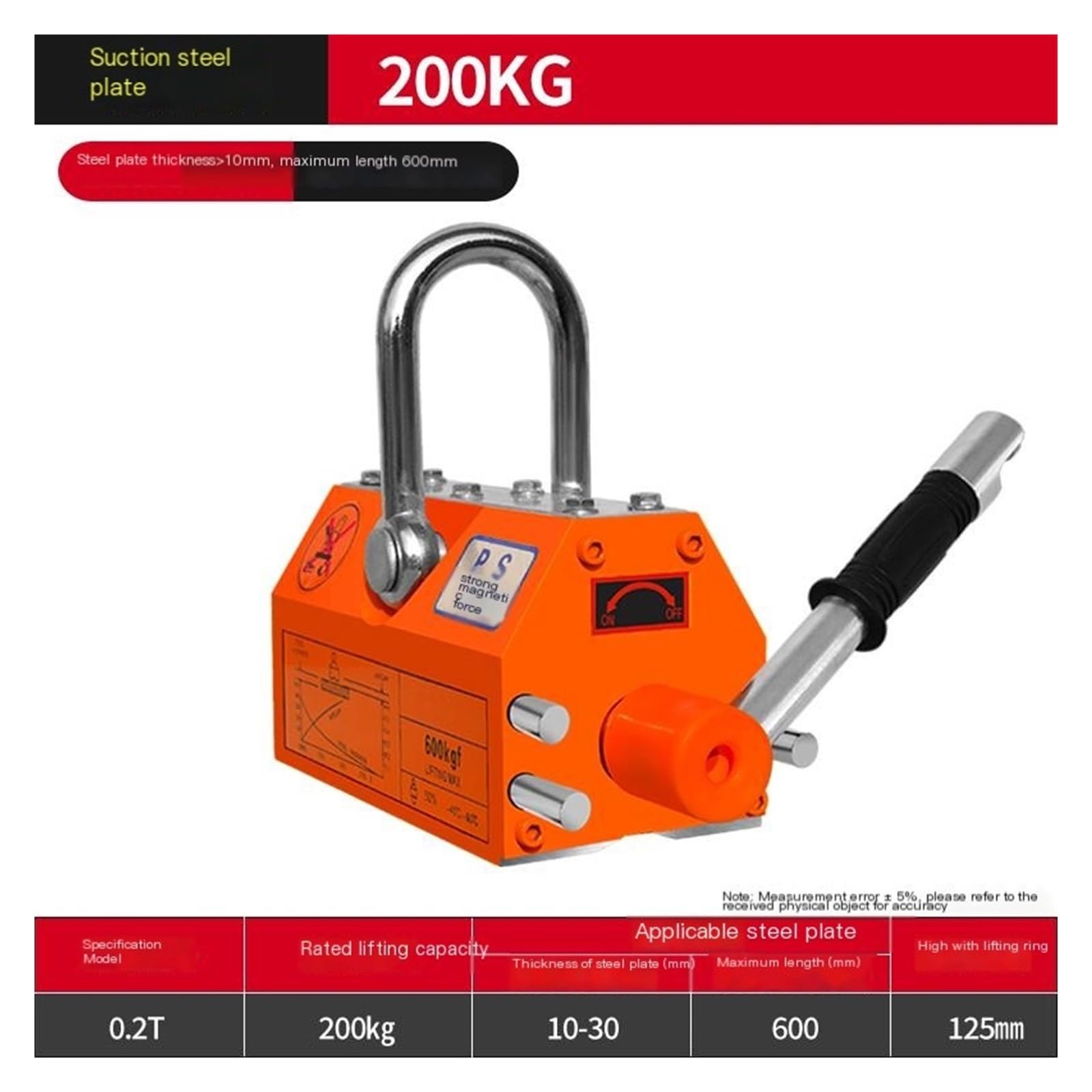 Permanentmagnet-Hebegerät, industrielles elektromagnetisches Spannfutter, 1 Tonne Kapazität, robuster magnetischer Hebezeug für Hebeanwendungen