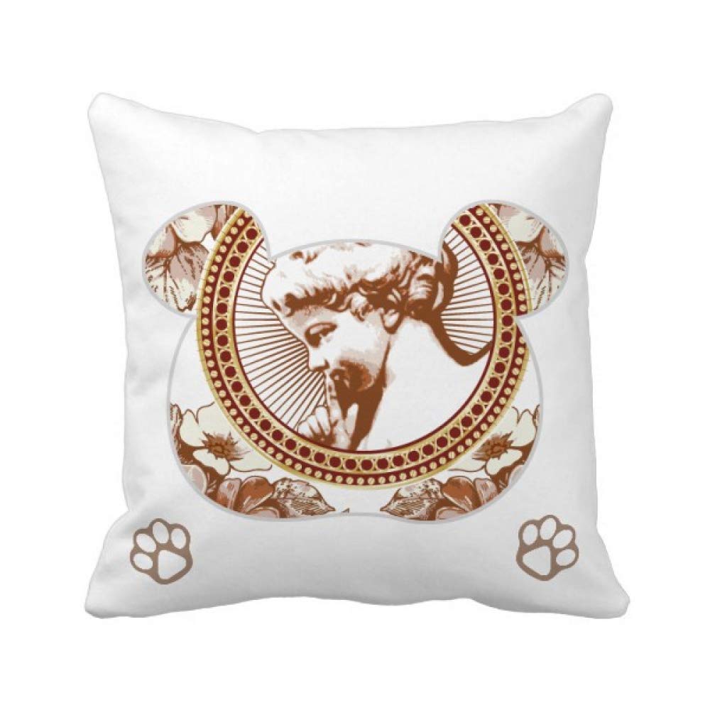 Housse de coussin carrée motif floral feuille d'ours antitache lavable salon