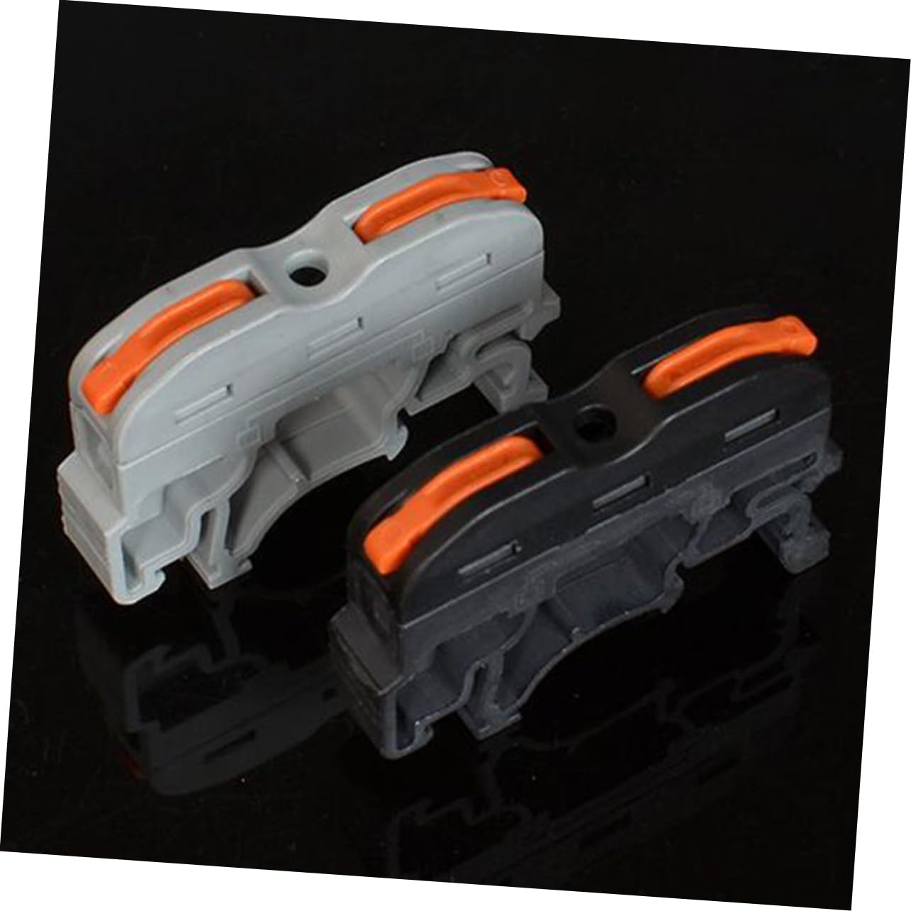 OKUMEYR 10pcs -211 Din Rail Wiring Terminal Block Push-in Connectors for Quick Install (Grey)