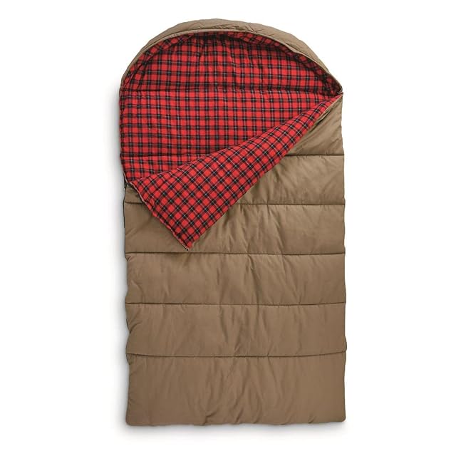 Guide Gear Canvas Hunter 0-Degree Double Sleeping Bag for Adults and Kids 2-Person Warm Winter Cold Weather Lightweight