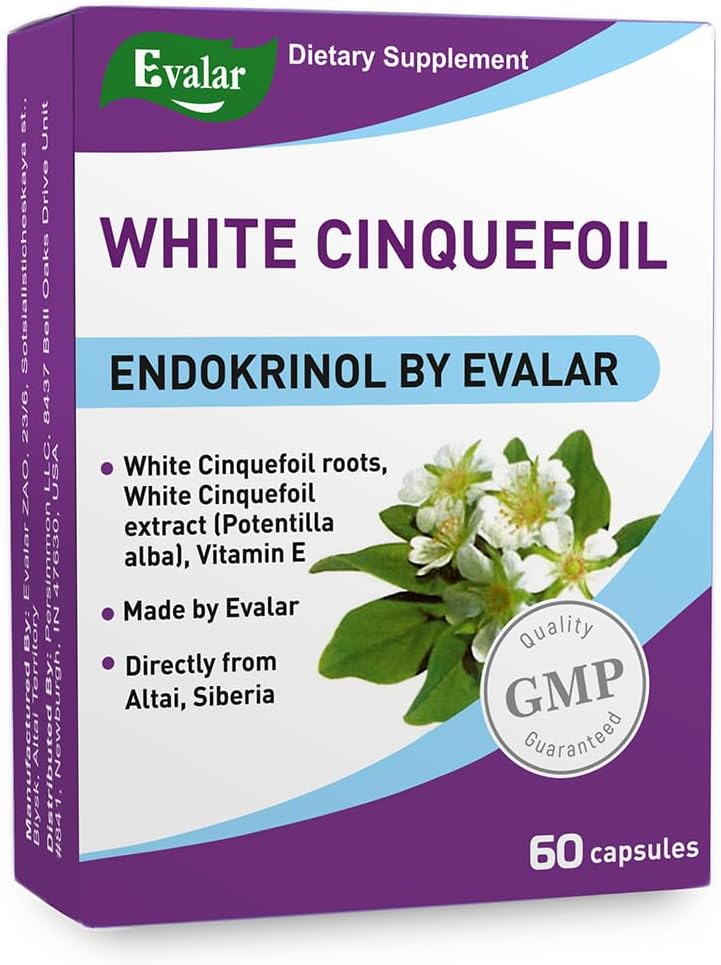 - Evalar White Cinquefoil Potentilla Endokrinol Herb 60 Caps Altai Siberia