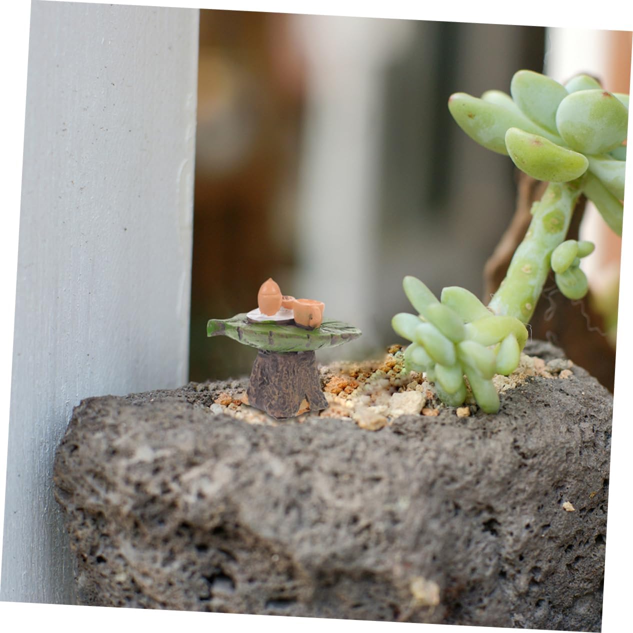 Kisangel 2pcs Resin Fake Mini Tea Table Ornament for Toy Tea Table Decor Landscape Scene