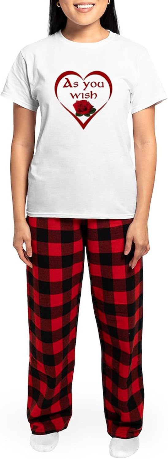 CafePress As You Wish Women's Dark Pajamas Women's Novelty Cotton Pajama Set, Comfortable PJ Sleepwear