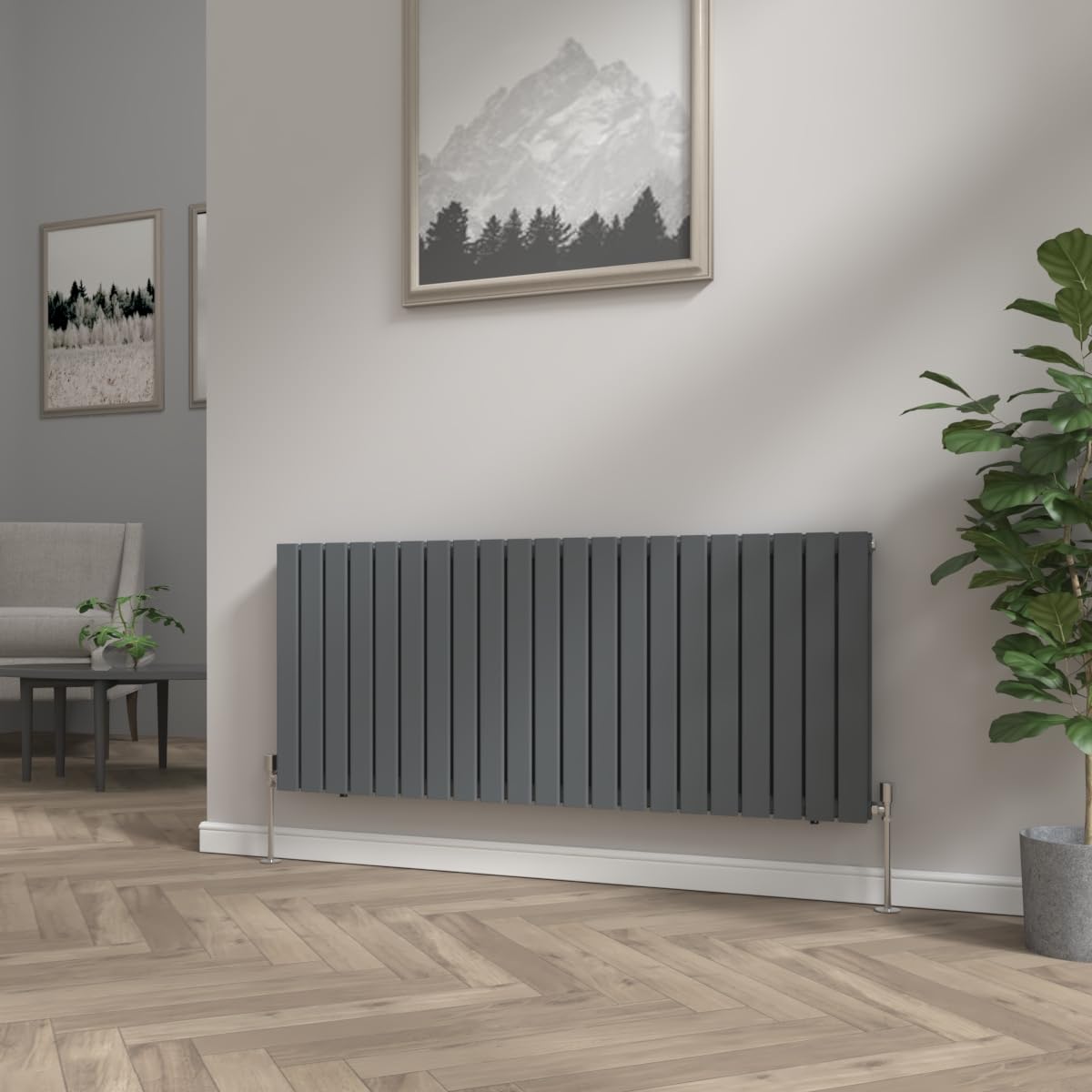Nrg Anthracite 600X1428mm Horizontal Flat Panel Radiators Bathroom Central Heating Rad Double Column