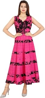 Cotton Women's Cotton Jaipuri Printed Maxi Long Dress
