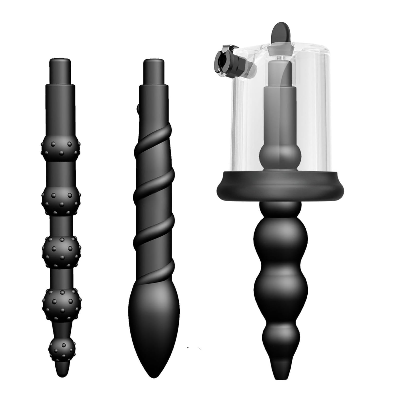 Plug anale da 3 pezzi con pompa a vuoto for la vagina, pompa anale, plug anale in silicone, set SM, succhia anale, massaggiatore for la prostata, dilatatore anale for clitoride, giocattoli