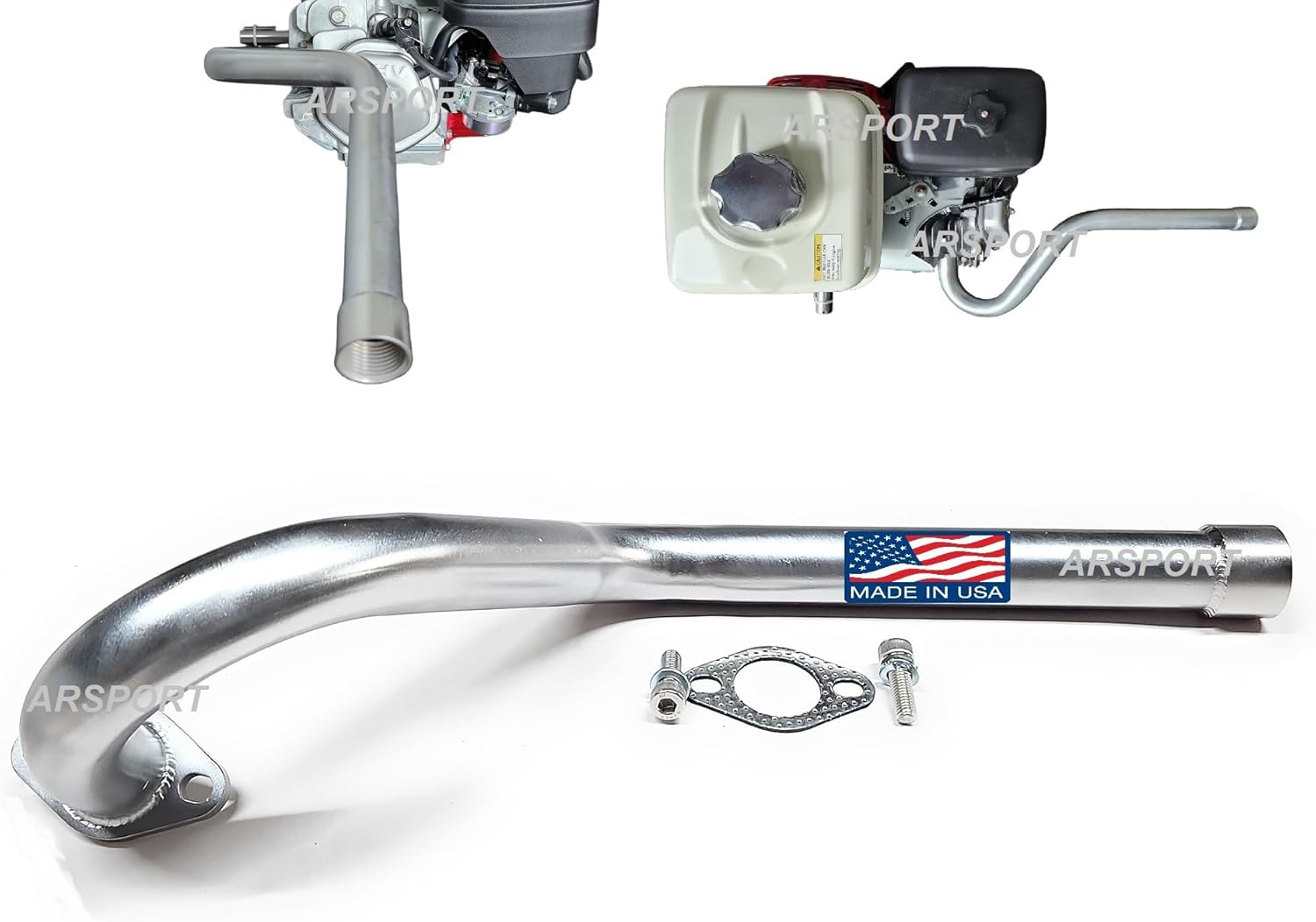 ARSPORT Center Exhaust with 1" NPT thread for GX240, GX270, GX390. Predator 301cc, Predator 420cc