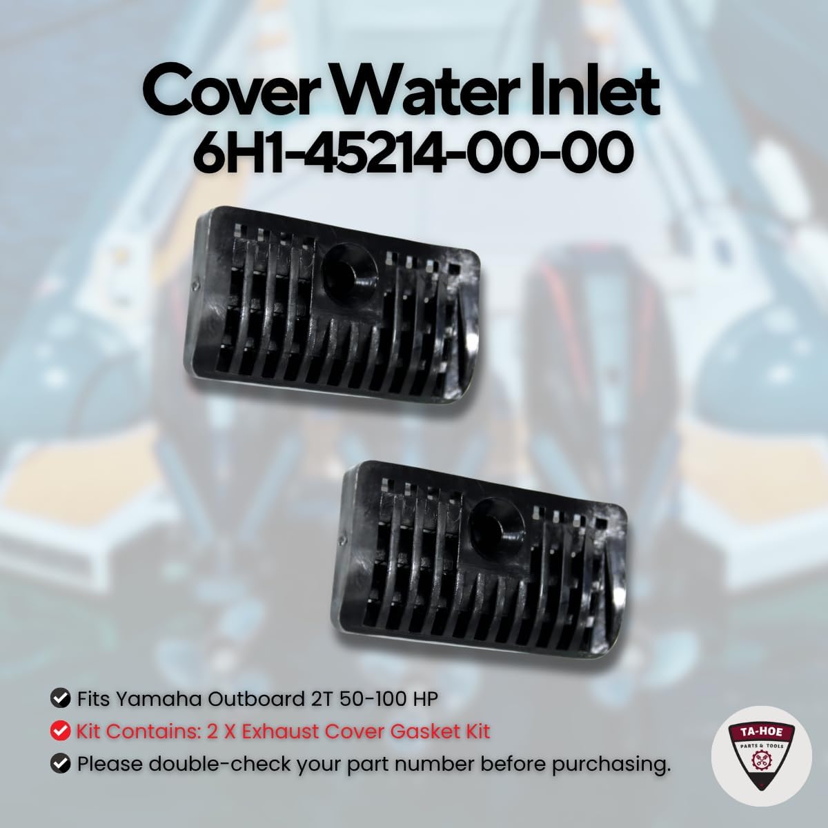 Water Inlet Cover 6H1-45214-00-00 Fits Yamaha Outboard 50 60 70 75 80 90 100 HP 2T Lower Casing Drive Replacement 1997-2005 x2 PCS
