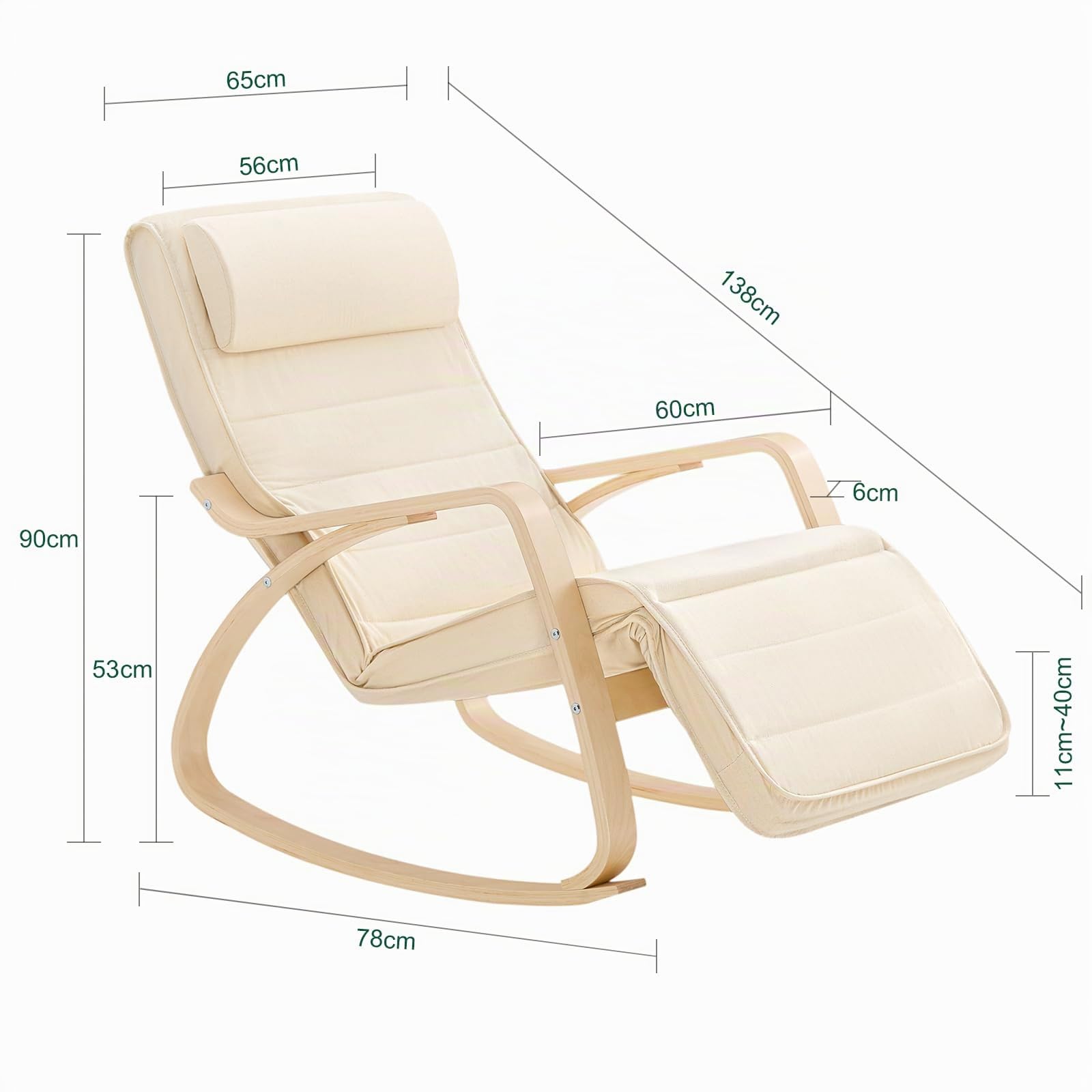 SoBuy Mecedora con Cojín y Reposapiés Beige