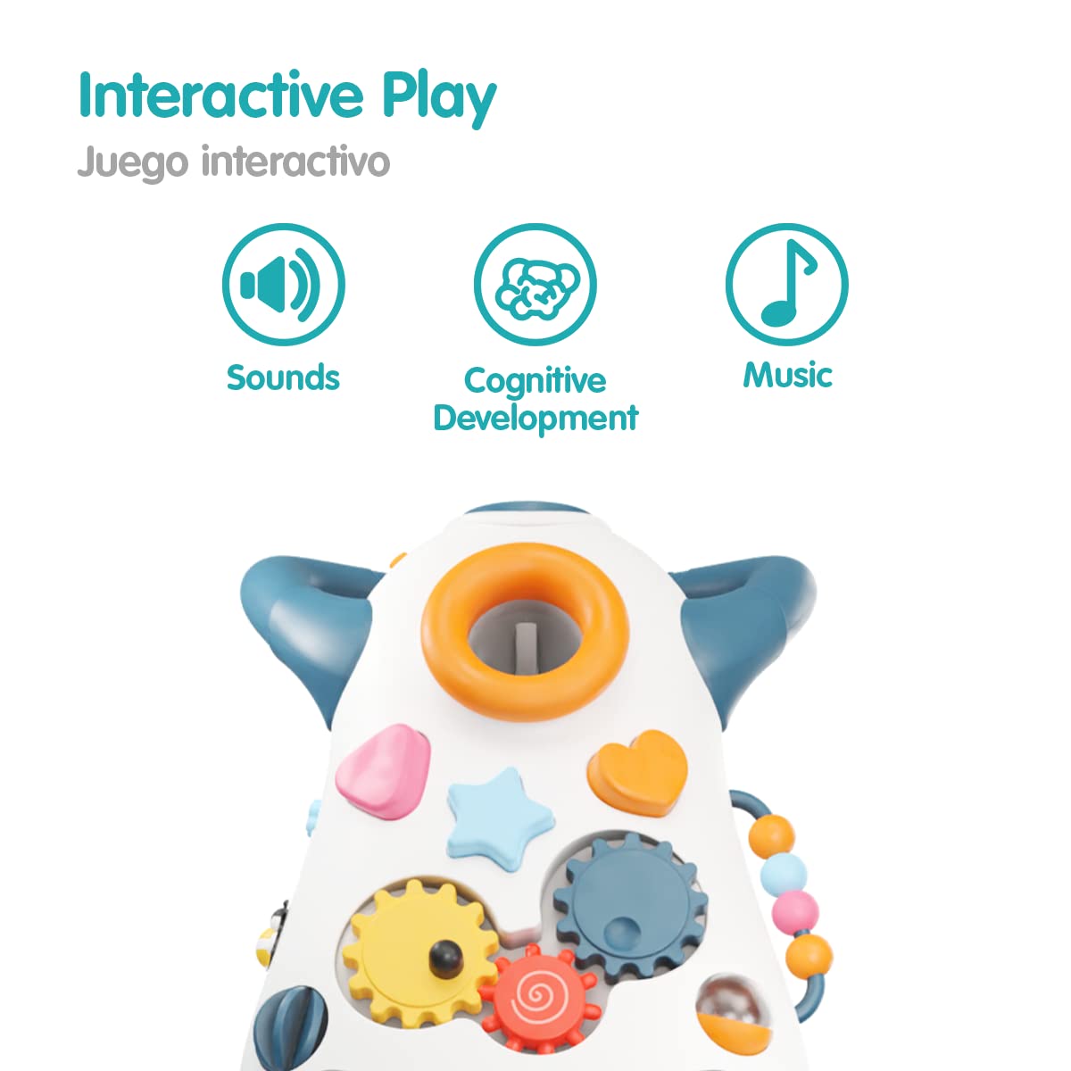 KÜB Interactive Baby Push Walker | Aquamarine | Locking Wheels | Safe & Stable Design | Activity Walker | Baby Walker Toy | Toddler Push Toy | Learning Walker Toy | Infant Toys