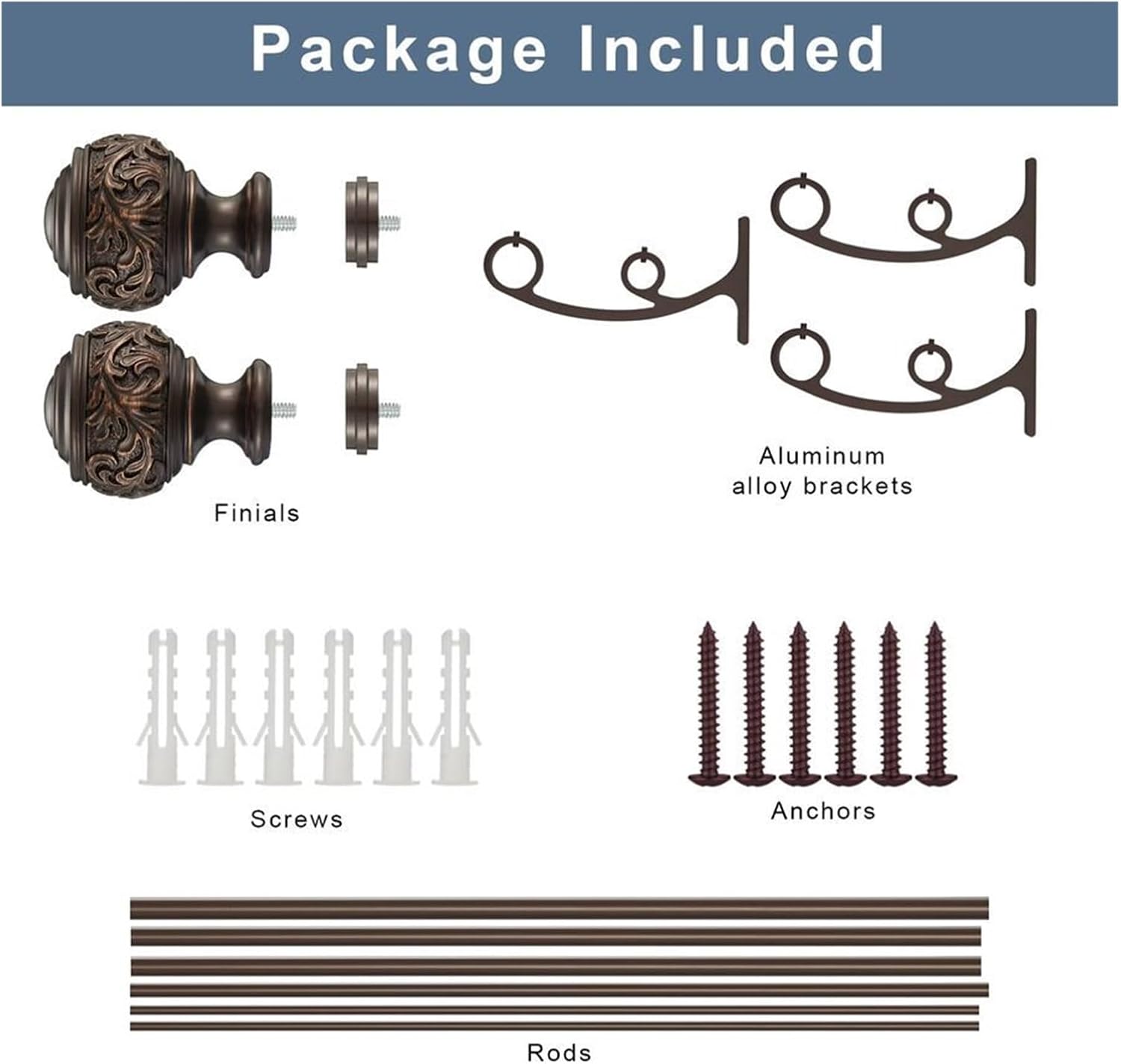 Heavy Duty Adjustable Curtain Rod 1Inch Window Telescoping Drapery Double Curtain Rod