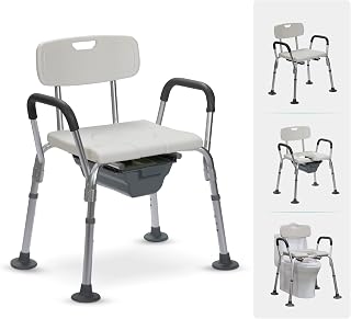 ELENKER 4 in 1 Shower Chair, Medical Shower Seat Bath Chair with Non-Slip Tips and EVA Pad for Elderly, Disabled and Pregnant Women