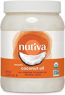 Nutiva Organic Steam-Refined Coconut Oil, 54 Fl Oz, USDA Organic, Non-GMO, Vegan, Keto, Paleo, Neutral Flavor and Aroma fo...