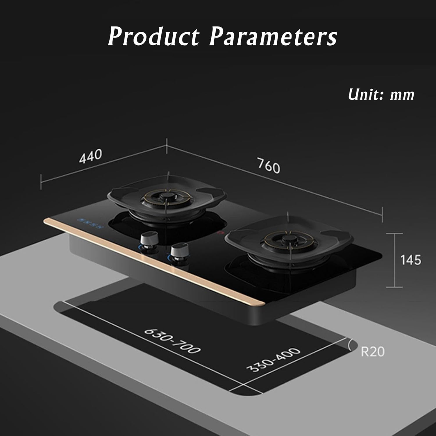 Gas Cooktop,Tempered Glass Gas Stove,17742.4 BTU Tabletop/embedded Two Burners,Flameout Protection,Suitable for Household (Size : LPG), 18648