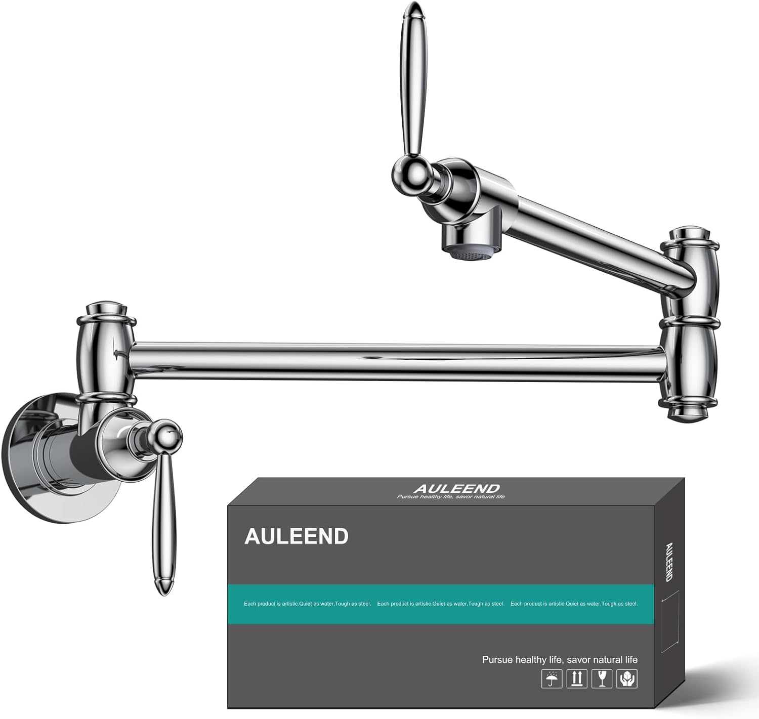 Wall-Mounted Foldable Brass Pot Filler Faucet for Kitchen, Multifunctional Adjustable Water Faucet (Chrome)