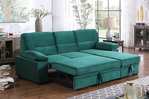 Miniatura 9 de Lilola Home Kipling - Sofá seccional reversible de tela de terciopelo verde
