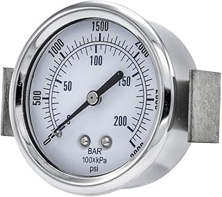 PIC Gauges 103D-254P U-Clamp Panel Mount Dry Pressure Gauge w/ Chrome Plated Steel Case, Brass Internals, Chrome Bezel, Plastic Lens, 2.5