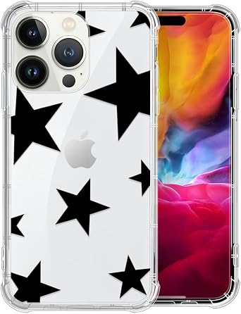 ZHEGAILIAN Case for iPhone 14 Pro Max, [Military-Grade Protection All-Around Shockproof Corners] Clear TPU Bumper Case for iPhone 14 Pro Max - Five-Pointed Star