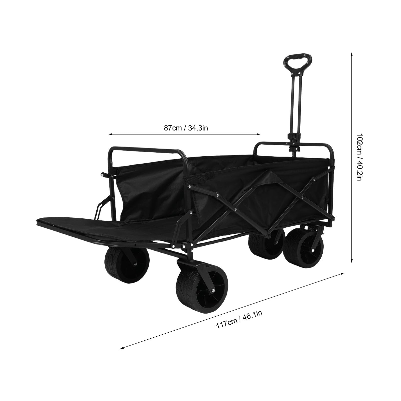 Vagone Pieghevole, Carrello Giardino 150L 117x102cm con Ruote, Carrello per Servizi Servizio Pesante per la Drogheria per lo Sport Pesca Giardino, Rotolamento